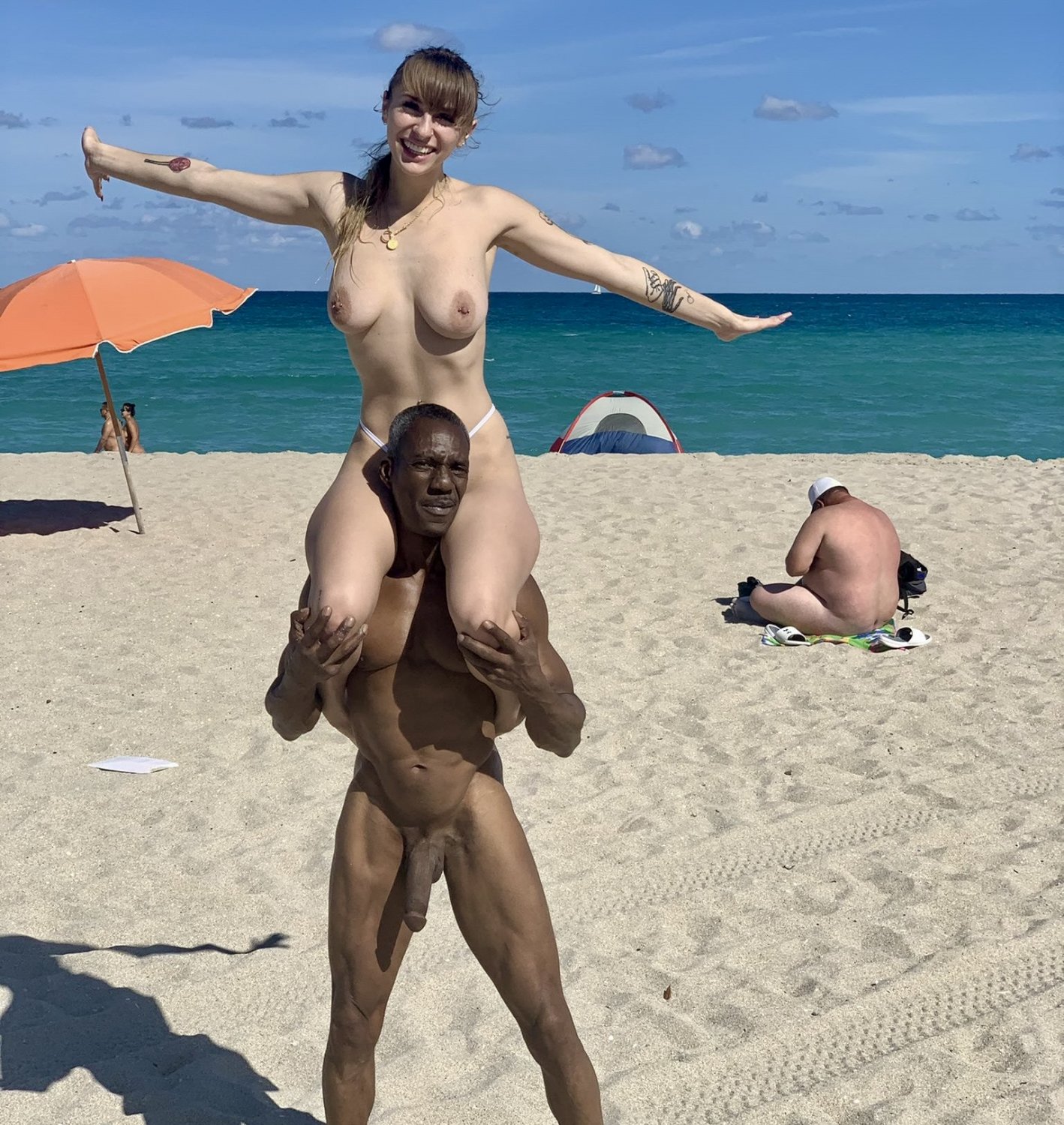 Nude Beach ! Wife not satisfy with Rich Fat Husband #Q3uAOCt3