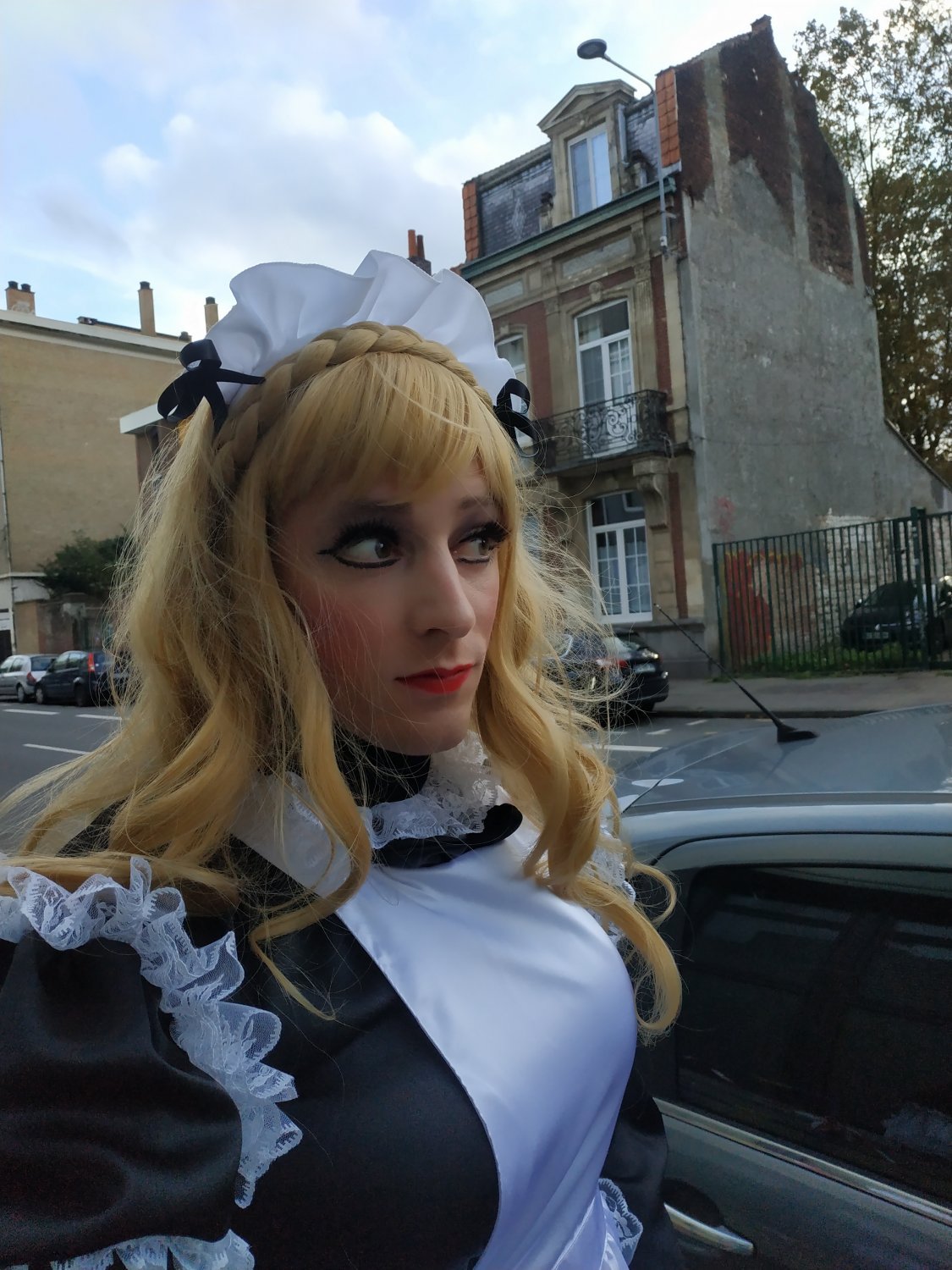 French Sissy Maid Marga outside #DZgqeLeV