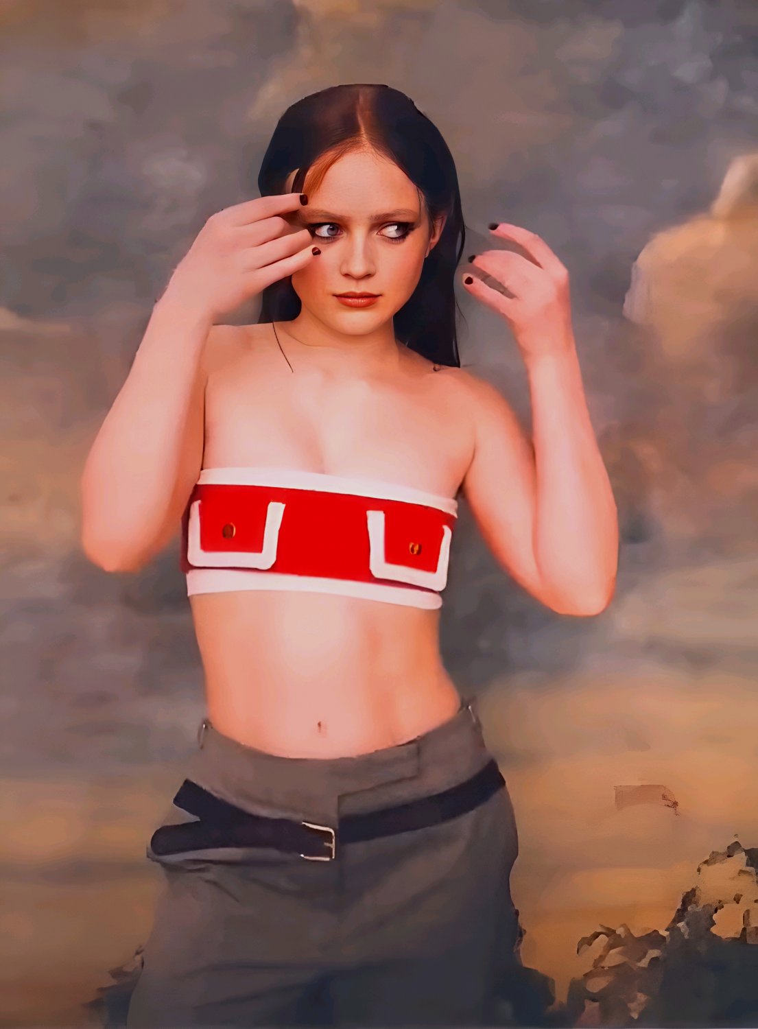 Using Sadie Sink amazing abs as my cumrag #Niz5NGUR